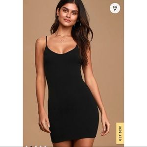 Lulu’s - Black Ribbed Bodycon Mini Dress - Size Large